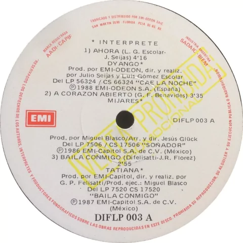 Vinilo Compilado Varios Difusion Emi 1987 Argentina