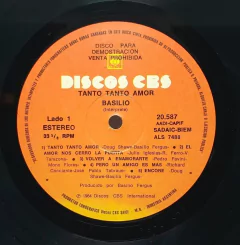 Vinilo Lp - Basilio - Tanto Tanto Amor 1984 Argentina - tienda online