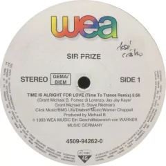 Vinilo Sir Prize Time Is Alright For Love Maxi Aleman 1993 - comprar online