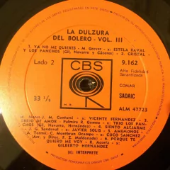 Vinilo La Dulzura Del Bolero Vol. Iii Lp Argentina Cbs - tienda online