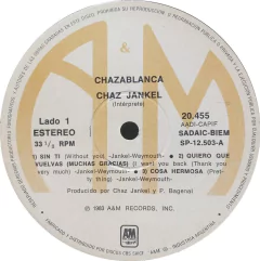 Vinilo Lp - Chaz Jankel - Chazablanca 1983 Argentina