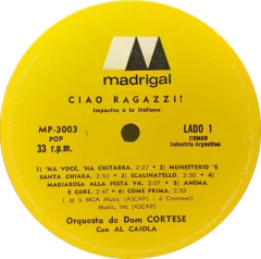 Vinilo Lp Orquesta De Don Cortese Con Al Caiola Ciao Ragazzi - comprar online