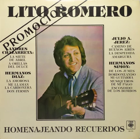 Vinilo Lp Lito Romero - Homenajeando Recuerdos 1985 Arg
