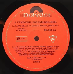 Vinilo Lp - Los Visconti - A Su Memoria, Don Carlos Gardel - BAYIYO RECORDS
