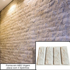 Forma Molde Gesso 3d Com 4 Tijolinho Rústico 29x10cm em ABS Virgem 2mm Para cimento/concreto IN491