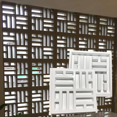 2 Fôrma Cobogó Elemento Vazado Taco Chinês 40x40cm Dupla Face ABS 3MM IN594 - comprar online