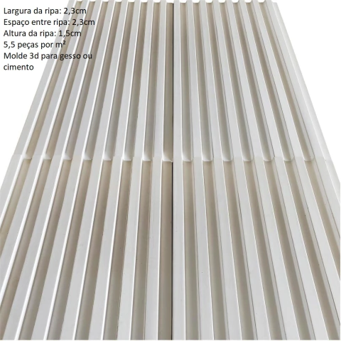 2 Formas 3d Ripado 50x40cm ABS 2mm Molde para cimento/concreto/gesso IN632
