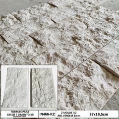 2 Forma 3d Pedra Natural Rockface 37x19,5cm ABS 2mm Molde Para Gesso/Cimento/Concreto IN466-K2