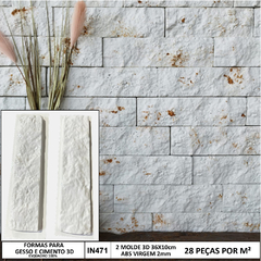 2 Forma 3d Tijolinho Rockface Travertino 36x10cm ABS 2mm Molde Para Gesso/Cimento/Concreto IN471