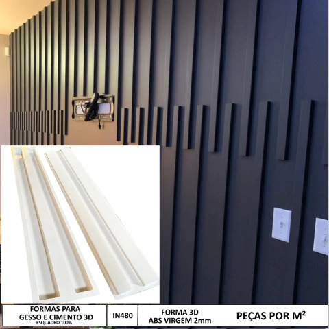 Forma 3d 2 Ripado Individual 100x05cm Molde Gesso/cimento 3d IN480