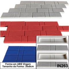 FORMA MOLDE PARA GESSO 3D TIJOLINHO 3 PARTES 39x8CM EM ABS 2MM GESSO / CIMENTO 3D IN263
