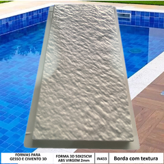 Forma 3d Borda de Piscina Reta com Textura 50x25cm ABS 2mm Molde para cimento/concreto IN433 - INNOVE3D