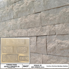 Molde 3d 5 Tijolinho Travertino Roma ABS 2mm Fôrma 3d para cimento/concreto/gesso 3d IN437