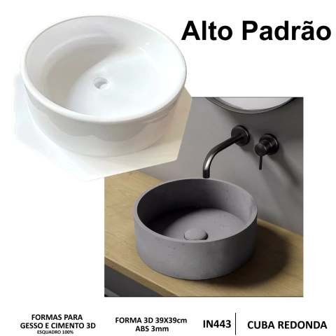 Molde Para Fazer Cuba Pia de Banheiro Alto Padrão Fôrma de Cuba 39x39x12cm ABS 3mm RESISTENTE IN443