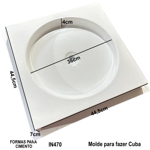 Molde Para Fazer Cuba Pia de Banheiro Fôrma de Cuba Grande 45x45x7cm ABS 2mm IN470