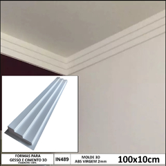 Forma 3d Molduras Sanca Roda Teto Grande 100x10cm Abs 2mm Molde 3d IN489