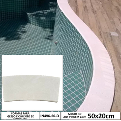 Forma 3d Borda de Piscina Curva 50x20cm ABS 2mm Molde para cimento/concreto IN496-20-D