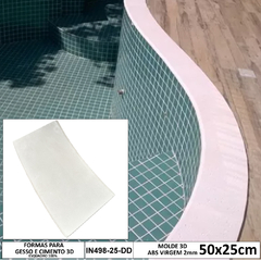 Forma 3d Borda de Piscina Curva 50x25cm 1,5 Grau ABS 2mm Molde para cimento/concreto IN498-25-DD