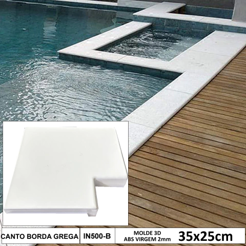 Forma Molde 3d Canto da Borda de Piscina Grega 25cm Abs 2mm IN500-B
