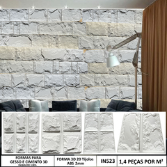 Kit 20 Forma 3d Molde Mosaico Pedra Natural Moledo ABS 2mm Molde para cimento/concreto/gesso 3d IN523