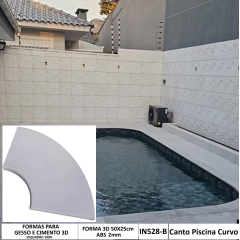 Forma 3d Fazer Canto da Borda de Piscina 25cm ABS 2mm Molde para cimento/concreto IN528-B na internet