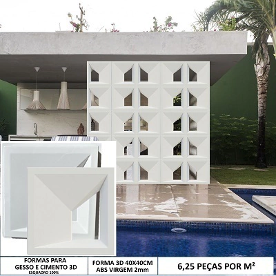 2 Formas 3d Para Fazer Cobogó Elemento Vazado Janela 40x40cm Dupla Face ABS 2MM IN554