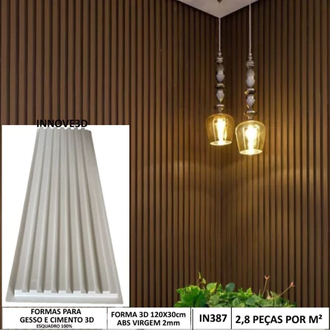 Forma 3d Mega Ripado 120x30cm ABS 2mm Molde para Cimento/Concreto/Gesso 3d IN387