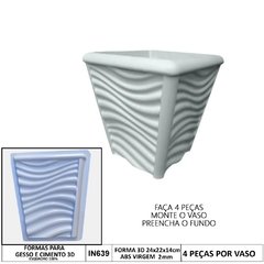 Forma 3d Mini Vaso Ondinhas 24,5x22x14,5cm Abs Virgem Molde para gesso Ou Cimento IN639 - comprar online