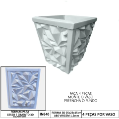 Forma 3d Mini Vaso Alpes 25x22x15cm Abs Virgem Molde para gesso Ou Cimento IN640