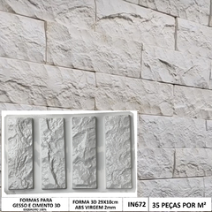 2 Forma 3d 4 Tijolinho Rústico Rock Face 30x10cm ABS 2mm Molde Para Gesso/Cimento/Concreto IN672 (cópia)