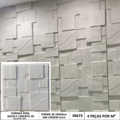 Forma 3d Mosaico Pedra 50x50cm ABS 2mm Molde para cimento/concreto/gesso 3d IN673