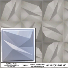 Forma 3d Doppio 40x40cm ABS 2mm Molde para gesso/cimento/concreto IN696