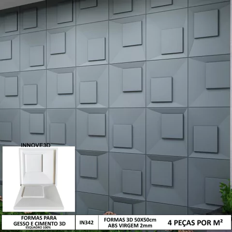 Forma 3d Gesso Molde 3d Inverte 50x50cm ABS 2mm Molde Para Gesso/Cimento/Concreto IN342 - comprar online