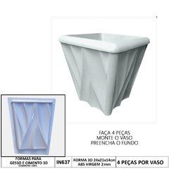 Forma 3d Mini Vaso Fogo 24x21x14cm Abs Virgem Molde para gesso Ou Cimento IN637 - INNOVE3D