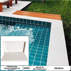 Forma 3d Borda de Piscina Lisa Reta 49x20cm ABS 2mm Molde para cimento/concreto IN382