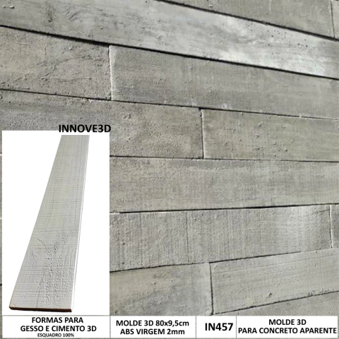 4 Fôrma 3d Para concreto Aparente Madeira 80x9,5cm ABS 2MM Madeira Rústica Molde 3d para Cimento/Concreto 3d IN457 - comprar online