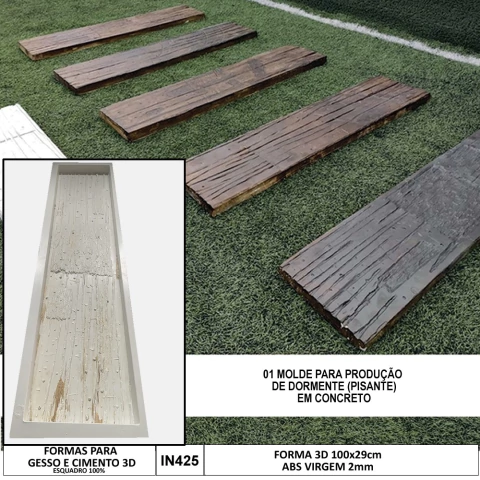 Molde 3d Para Produção de Dormente Pisante Madeirado 100x29cm Molde para cimento IN425-A - comprar online