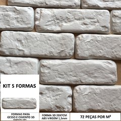 5 Forma 3d Gesso Tijolinho Rústico 19x7cm ABS Gesso e Cimento IN619 - comprar online
