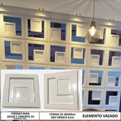 5 Forma 3d Cobogó Elemento Vazado Floreira Grande 40x40cm Abs 2mm Dupla Face + Base Molde para cimento/concreto IN388 na internet
