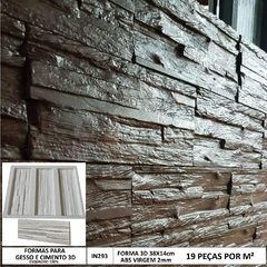 2 Forma 3d gesso 3 Madeiras 38x14cm ABS 2mm Madeira Rústica Molde para Gesso/Cimento/Concreto 3d IN293