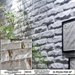 Forma Molde Gesso 3D Com 5 Tijolinho Rústico 29x10cm IN314 em ABS Virgem 2mm IN314
