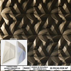 Forma 3d Trapezio Diamantada 40x20cm ABS 2mm Molde para gesso/cimento/concreto IN422