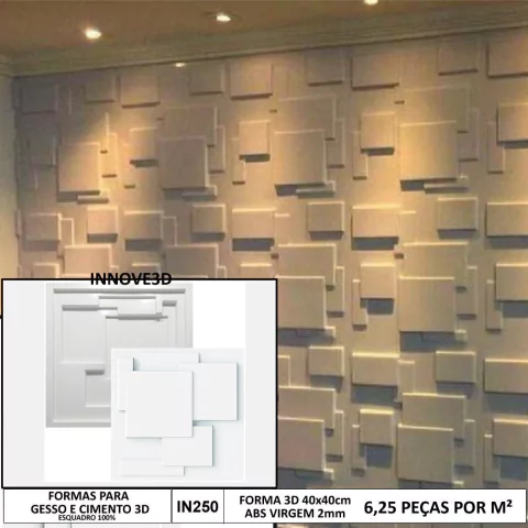 Forma 3d Mosaico Choc 40X40cm ABS 2mm Molde Para Gesso/Cimento/Concreto 3d IN250