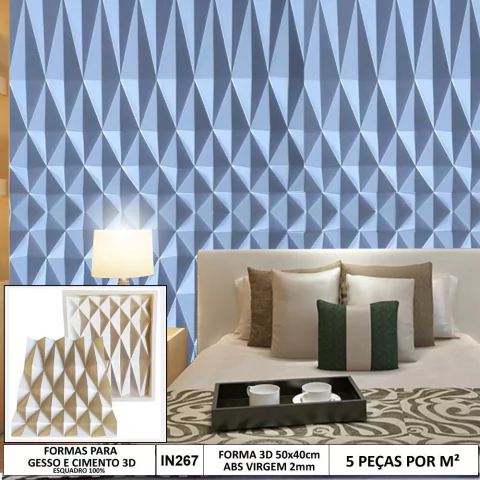 Forma Molde Gesso 3d Diamond 50x40 em Abs Virgem 2mm Gesso/Cimento 3d IN267