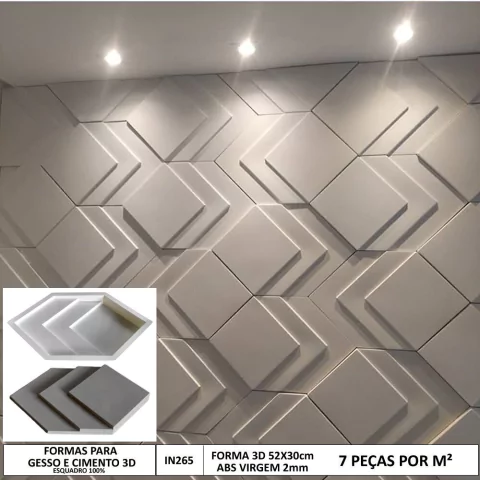 Forma 3d Gesso Escamas 52x30cm Abs 2mm Molde para Gesso E Cimentício 3d IN265