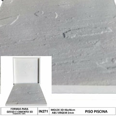 2 Forma 3d Piso Piscina Pedra Rustica 46X46cm ABS 2mm Molde para cimento/concreto IN271