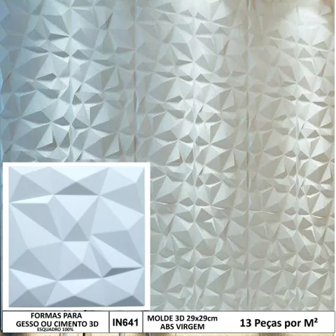 Forma 3d Gesso Madri 29x29cm ABS 1,5mm Molde para gesso/cimento 3d IN641