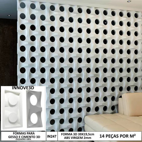 4 Forma 3d Elemento Vazado Mascara 39X19,5cm Dupla Face ABS 2mm IN247