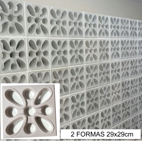 2 Forma 3d Cobogó Elemento Vazado Floral 29X29cm Dupla Face ABS 2mm IN557