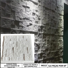 Forma 3d Gesso Mosaico Rústico Pedras São Tomé 39x39cm ABS 2MM Molde Para Gesso/Cimento/Concreto IN512 - comprar online